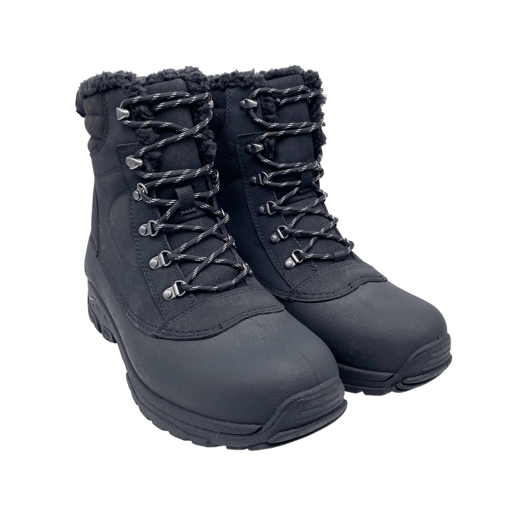 All in Motion Men's Black Faux Fur Lined Winter Snow Boots Size 12